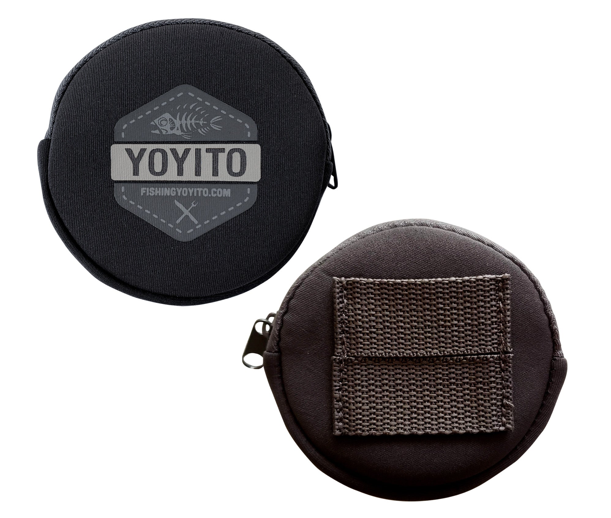 Round black pouch with Yoyito branding on a white background