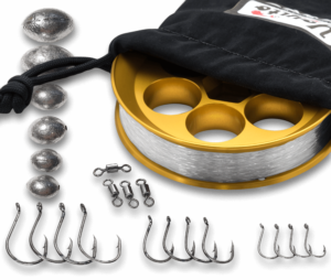 Gold Reel Freshwater hooks and sinkers Clear line