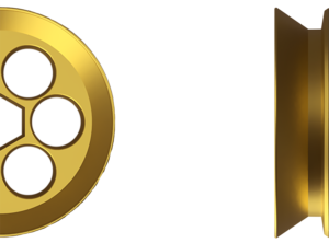 hand line reel showing the dimensions and weight front and side view